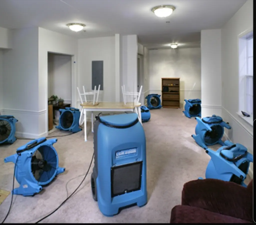 Air movers and dehumidifier setup for Water Damage Restoration in Richfield